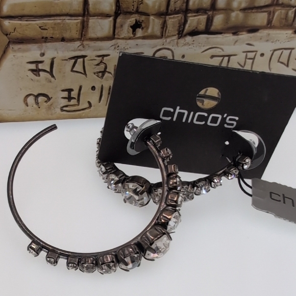 Chico's Black and Silver Crystal Earrings - Picture 3 of 5